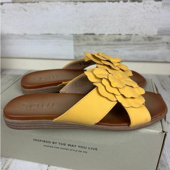 Soul Naturalizer Women’s 6 Joyful Amberglow Yellow Floral Slip-On Sandals NEW - Picture 5 of 9